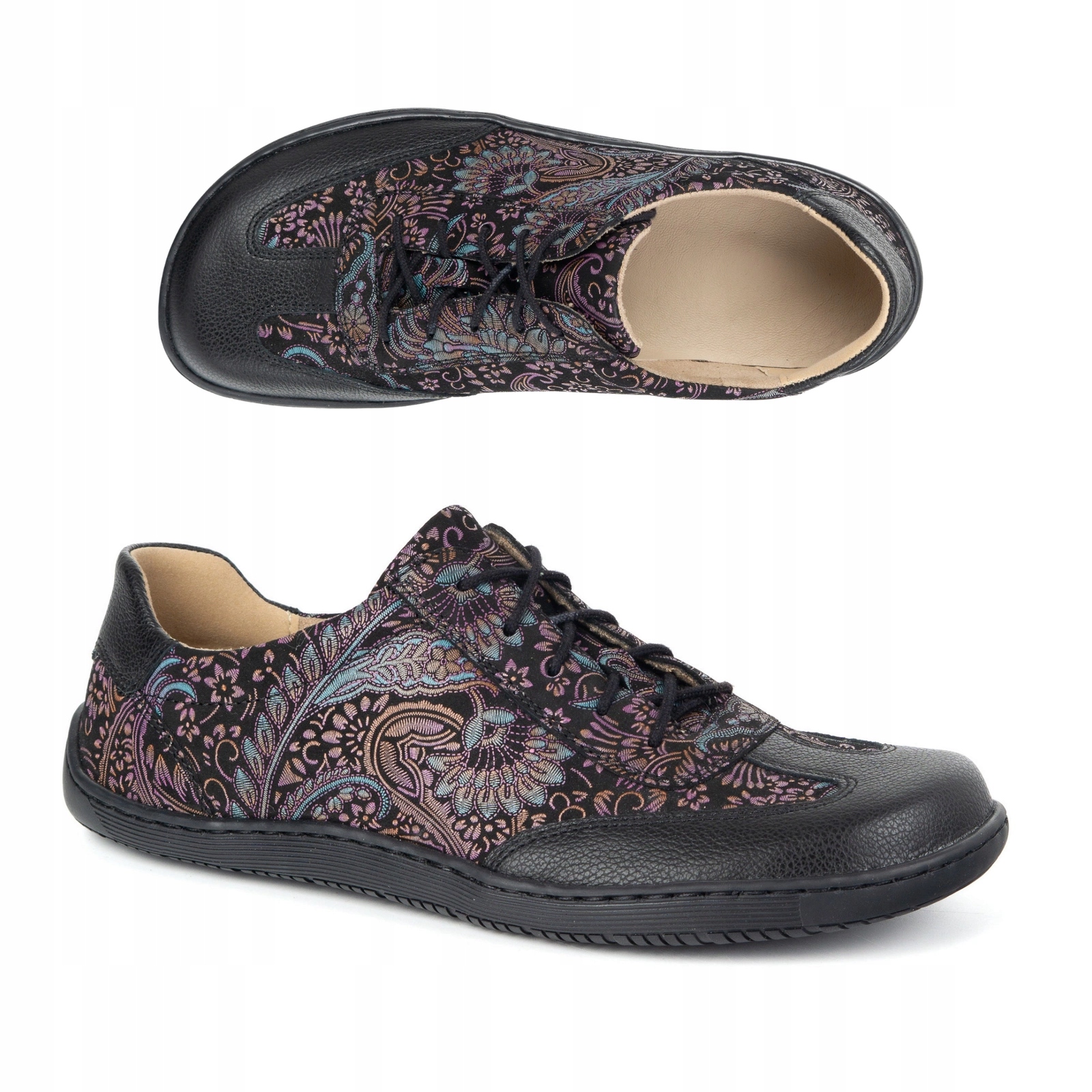 Dámské barefootové kožené boty Thalia s minimalistickým potiskem, fialové, velikost 39