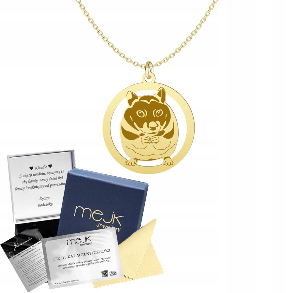 Zlatý náhrdelník Křeček Řetízek Stříbro 925 Dárek Šperky Gravírování Bonus