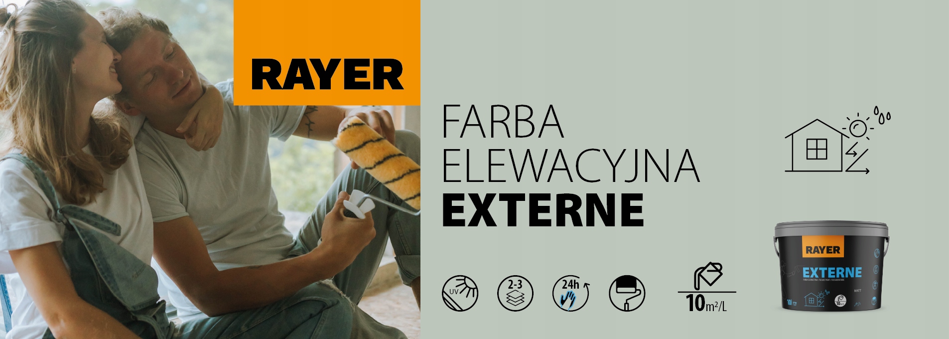 Farba Elewacyjna Fasadowa RAYER 10l ciemny brąz Kod producenta 027182