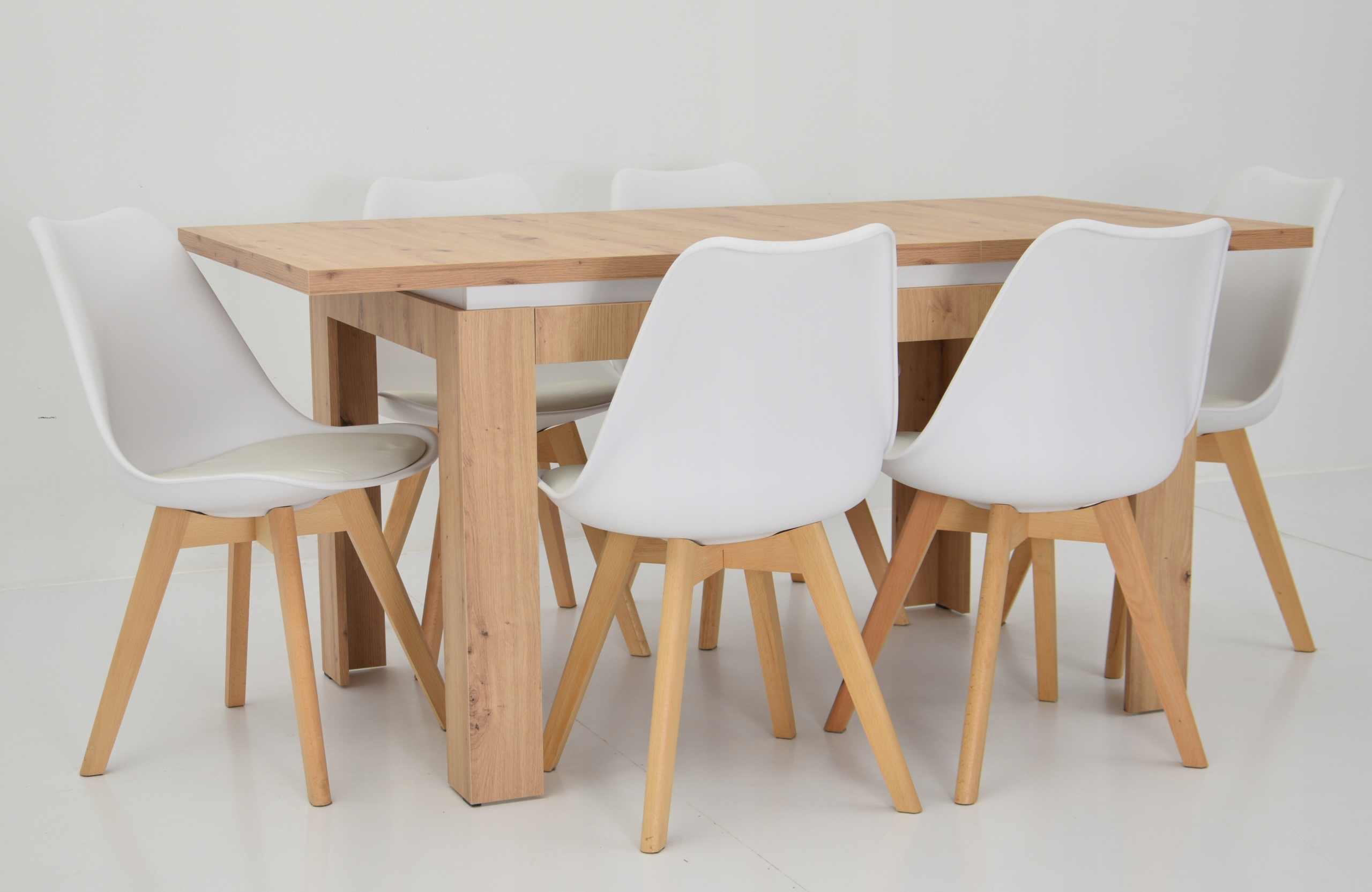 Stół rozkładany 80x120/160 6 krzeseł skandynawskie KOLORY Długość stołu 120 cm