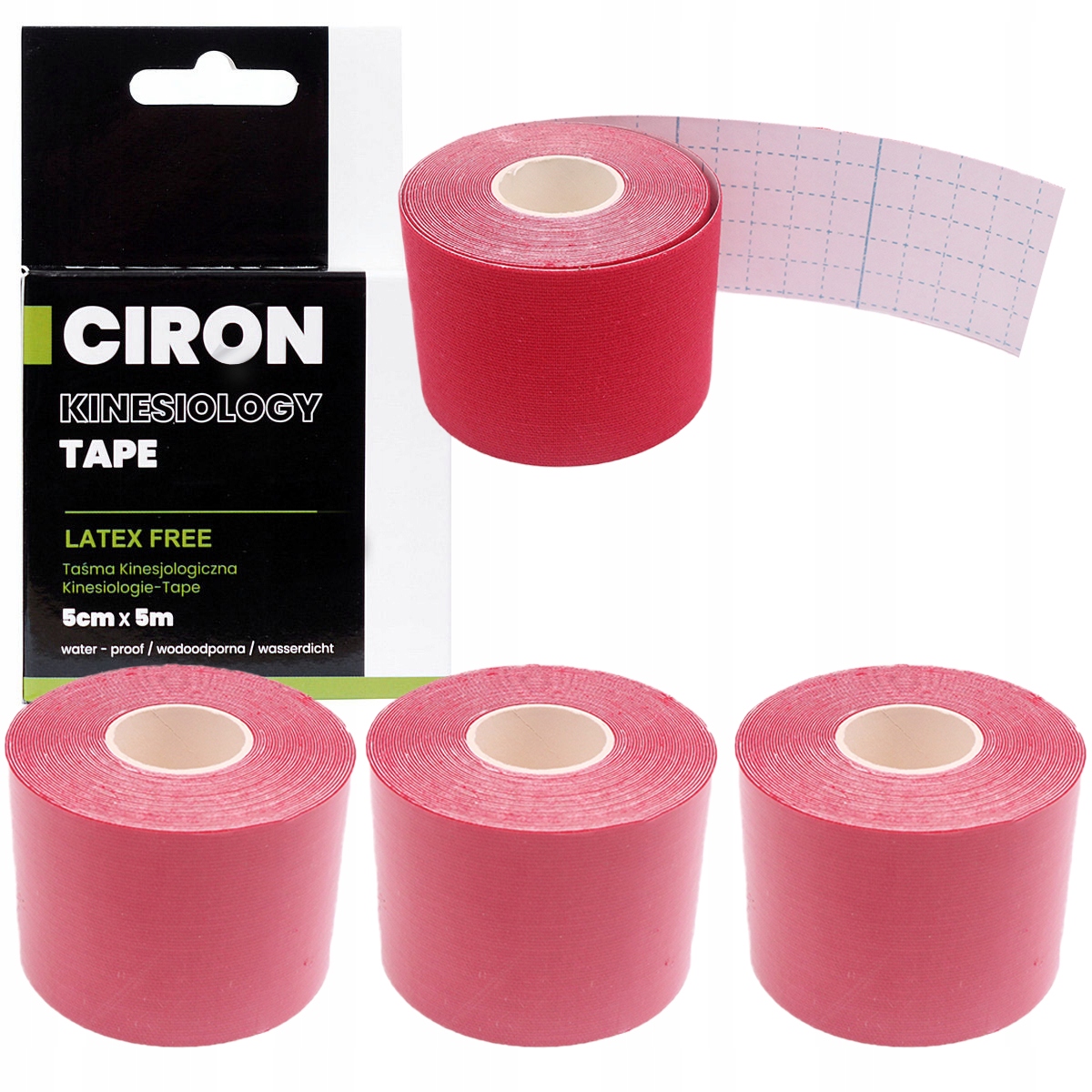 3x Tejpy Plastry kinesio tape Ciron 5m Taśma kinezjologiczna Czerwona