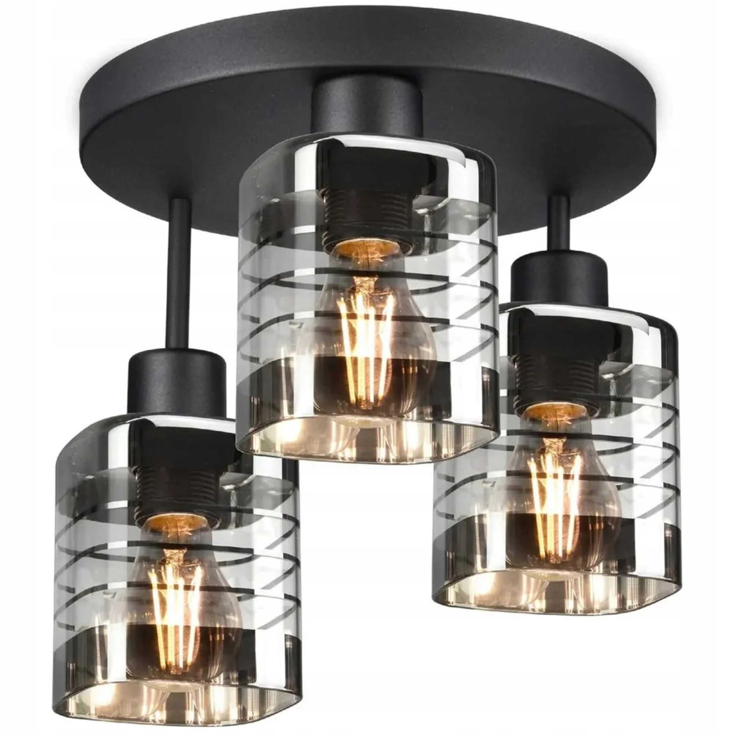 Szklana Lampa Żyrandol Plafon Sufitowa Wisząca Led na 3 żarówki E27 Premium
