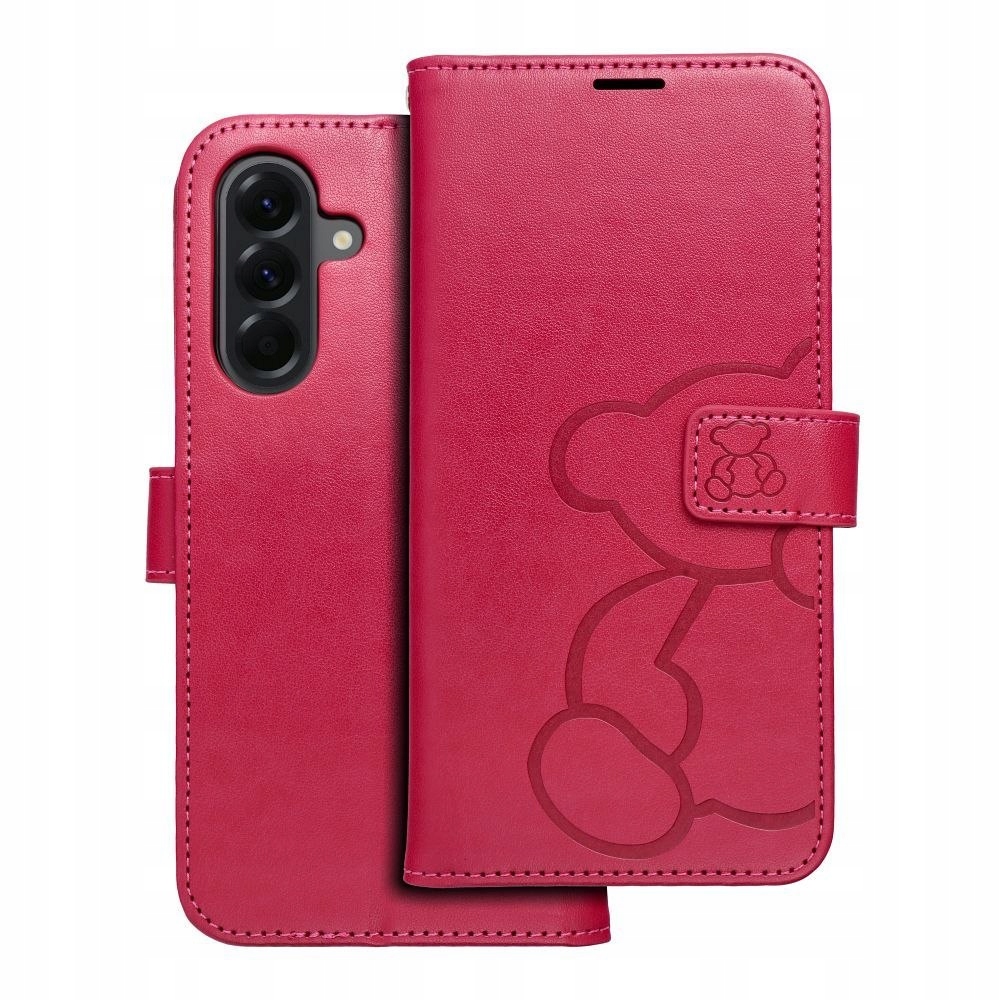 Etui z klapką na Samsung A56 5G Mezzo Book teddy bear magenta