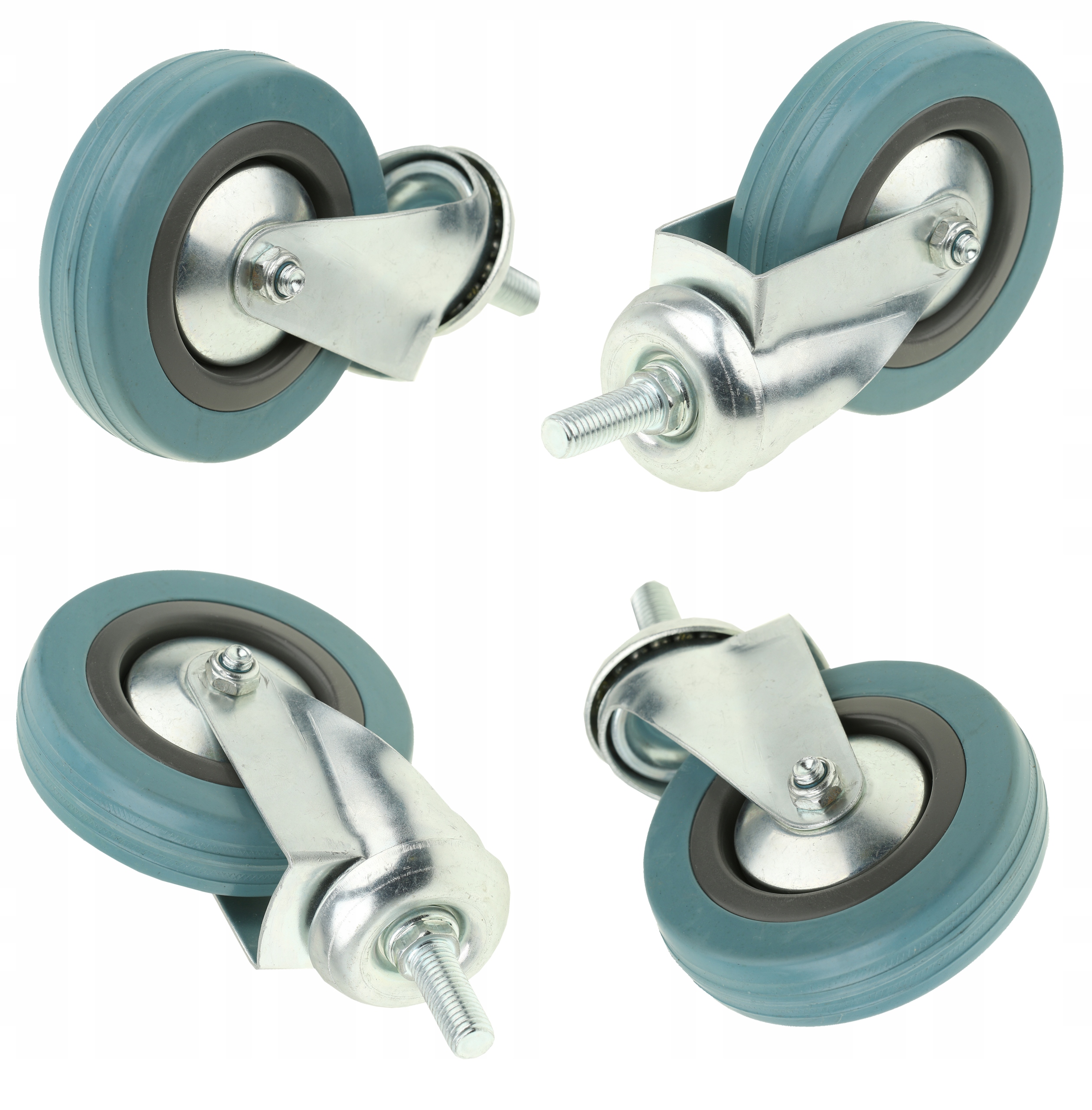 ZESTAW JEZDNY KÓŁKA OBROTOWE 100 mm GUMOWE KOŁA MEBLOWE ŚRUBA M12 4 szt
