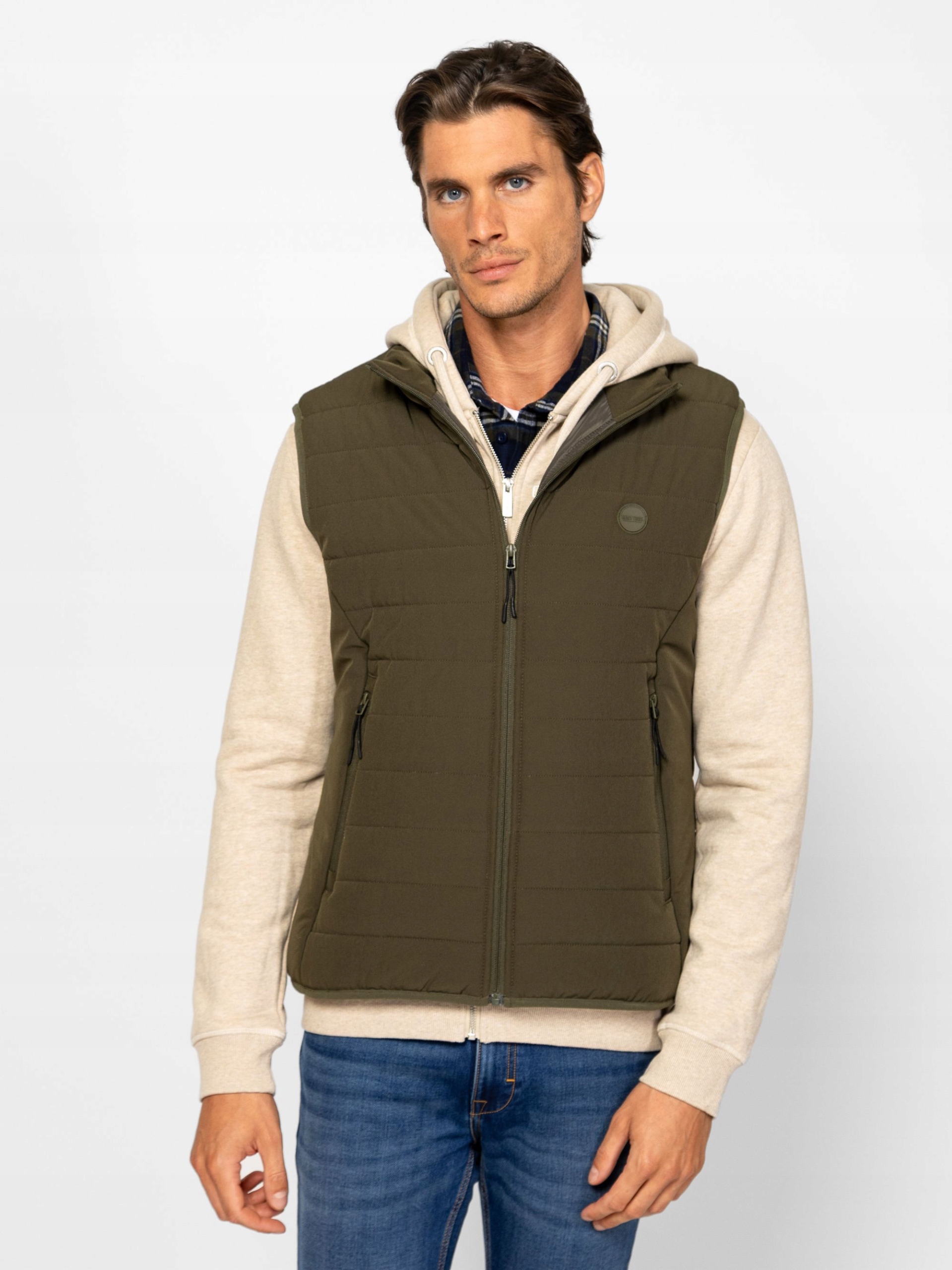 Heavy Tools Pánská Prošívaná Vesta Bez Rukávů Warman Khaki Zelená