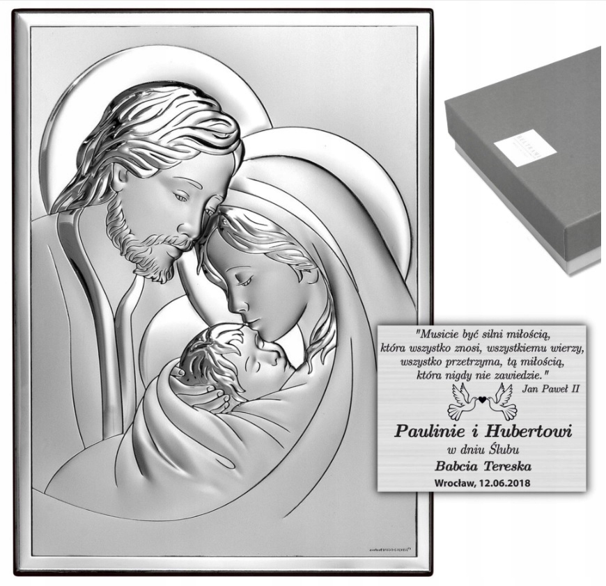 Obraz Stříbrná Svatá rodina Svatba dárek Gravírování