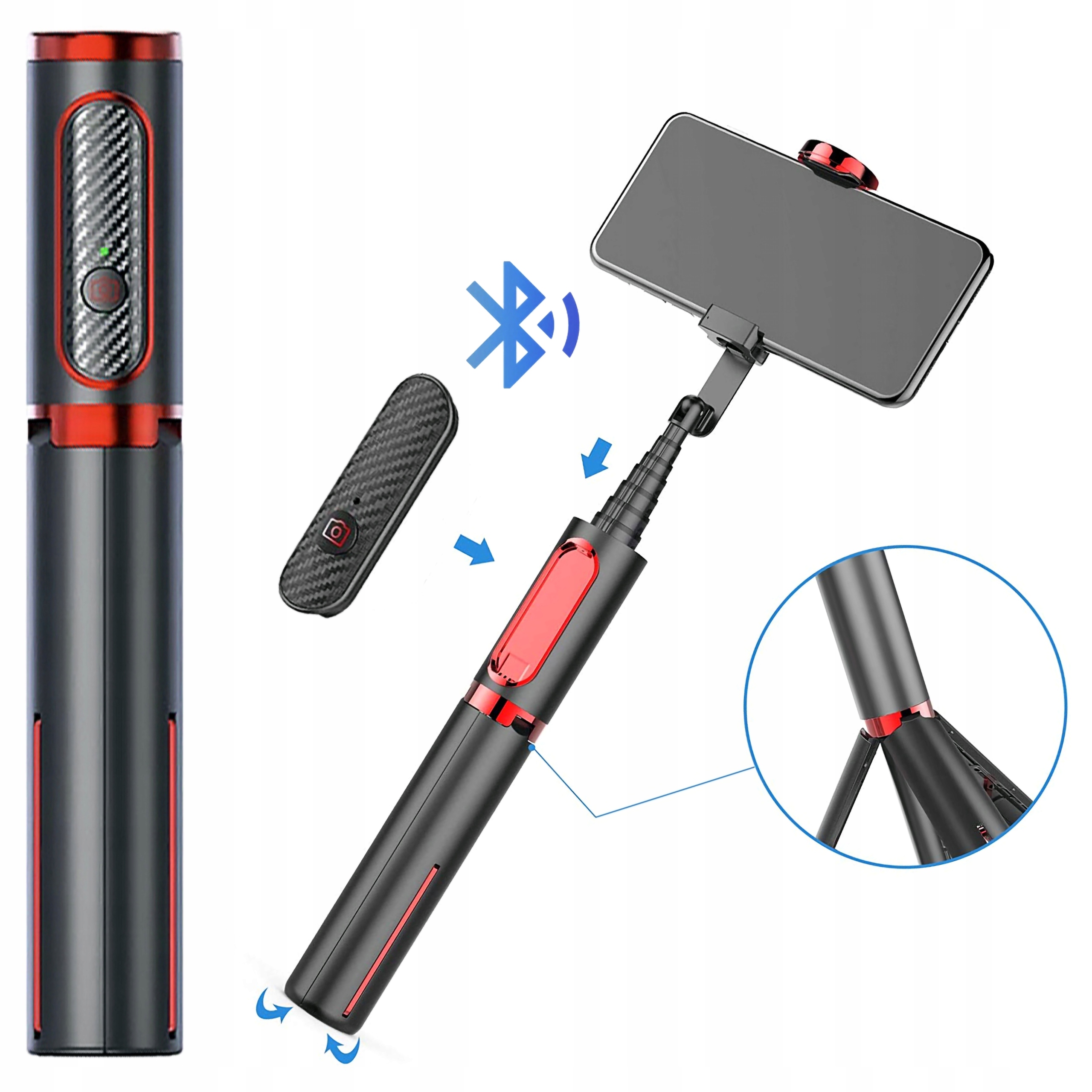 Monopod Selfie 2v1 Bluetooth pro iPhone 16 15 14 13 12 11 Pro Max Plus