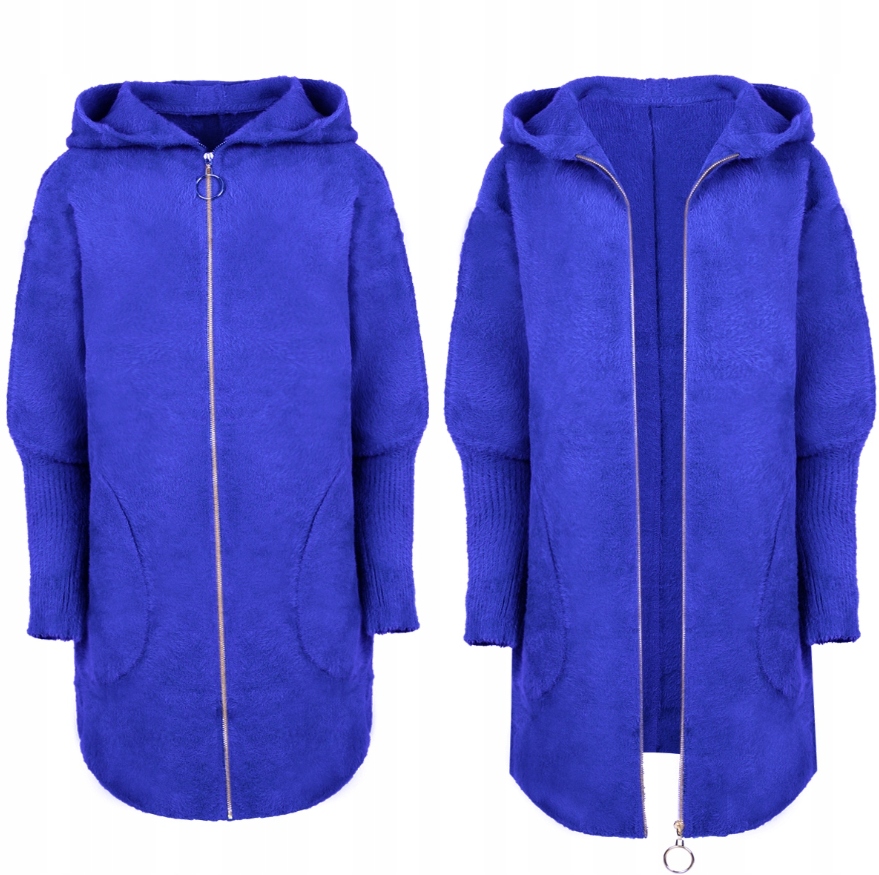 Płaszcz Alpaka Kurtka Zamek Wełna Suwak Chabrowy