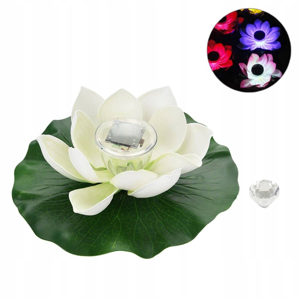 СОЛНЕЧНАЯ ЛАМПА ПЛАВАЮЩИЙ ПРУД ЛИЛИЯ LED КРАСОЧНЫЙ БЕЛЫЙ