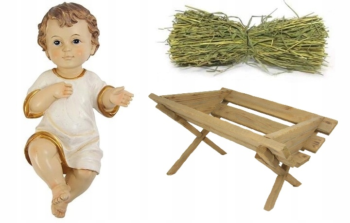 Sada Detský Ježiško V Bielom Tričku (27,3 CM Vysoká) Škôlka Seno