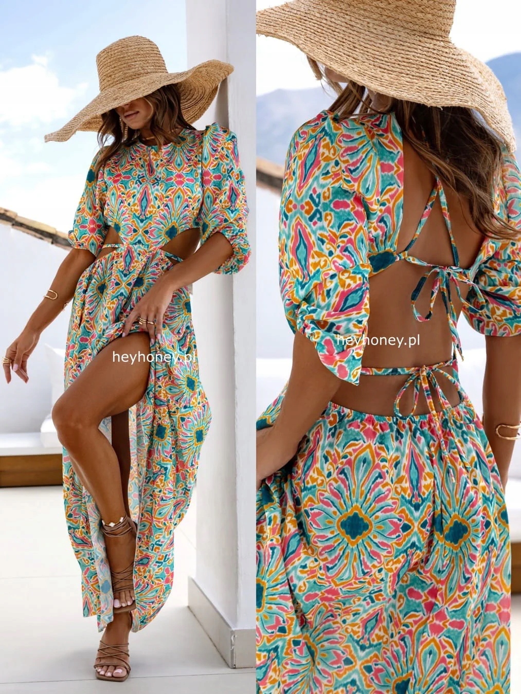 Šaty maxi s výřezy Multicolor Marsylia Univerzální