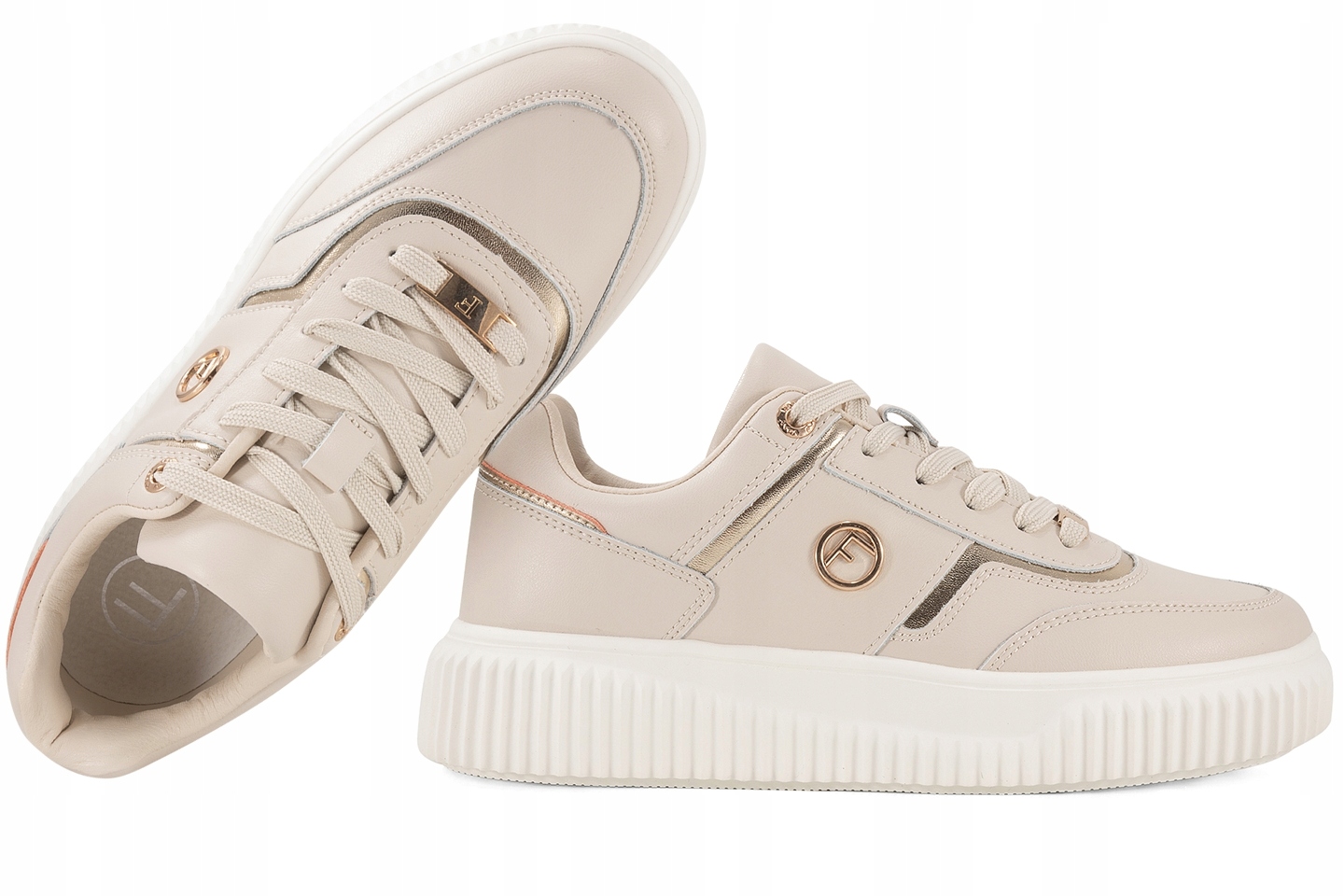 Filippo DP6727 Dámské Polobotky Tenisky Na Platformě, Kožené, 36 Béžová