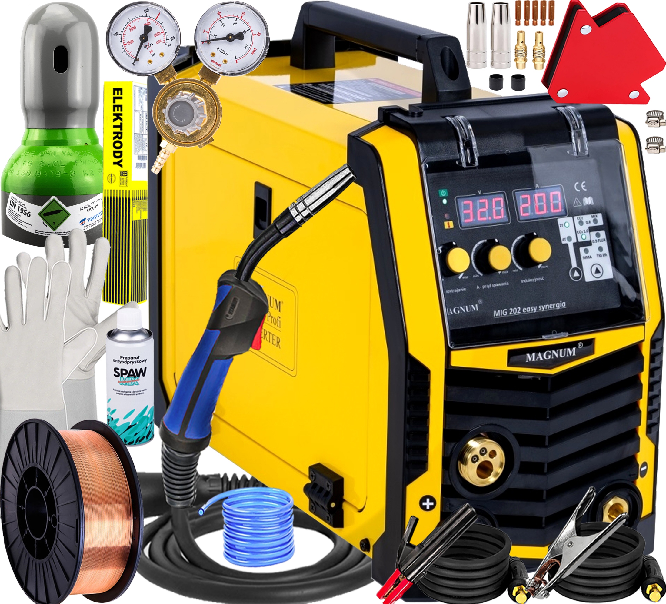 Spawarka Inwertorowa Migomat Magnum Mig 202 Easy Synergia 230V 200A 2T/4T