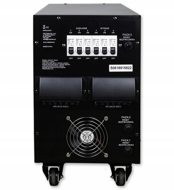 STABILIZATOR NAPIĘCIA AVR PRO 15kVA TRÓJFAZOWY 3% Model AVR PRO 15000VA