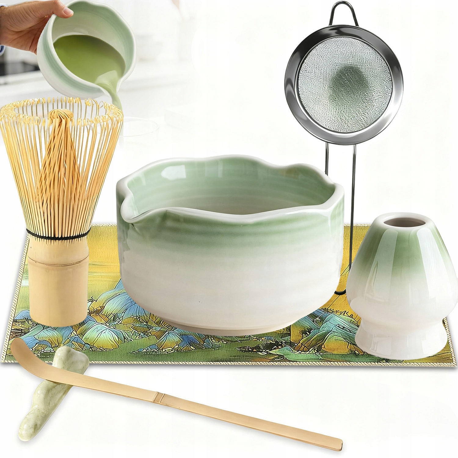 Levně Sada Na Matchu Japonský Styl 7DÍLNÁ S Pěchovadlem Na Vejce, Odtok Čaje