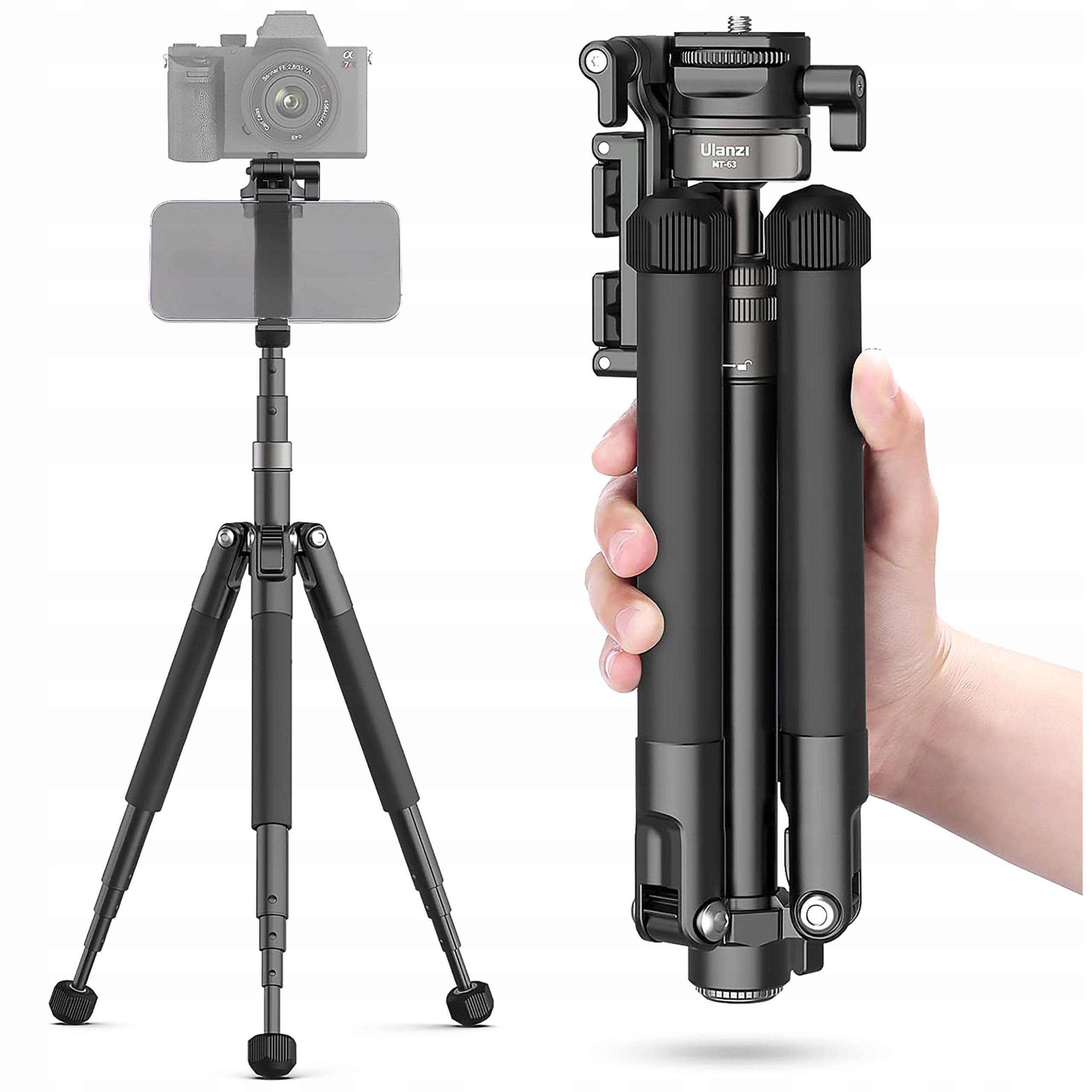 Lehký hliníkový fotografický stativ 145 cm Ulanzi MT-63 s funkcí monopodu