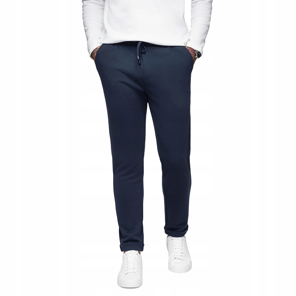 Pánské kalhoty z pique úpletu s regulací tmavě modré V1 OM-PACP-0283 S