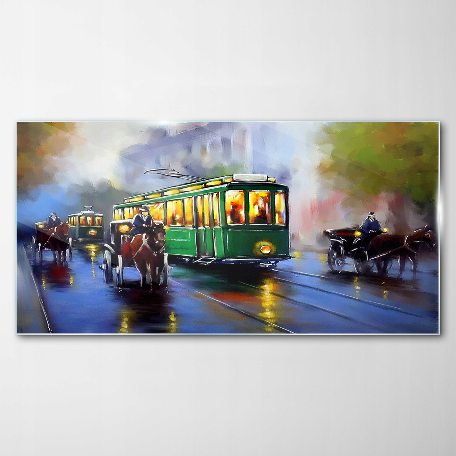 

Obraz na Szkle Dekor Tramwaj Miasto Retro 140x70
