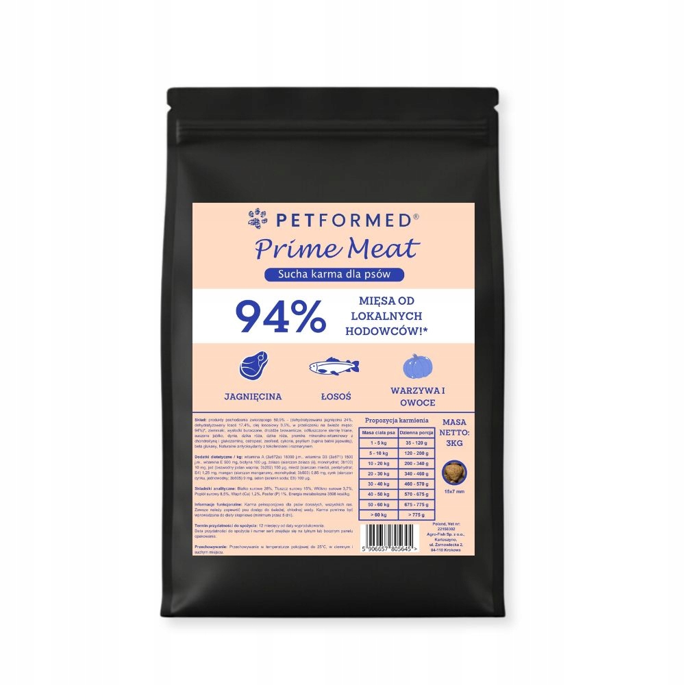 Levně Zdravé suché Krmivo Petformed Krmivo Suché jehněčí s lososem 3 kg