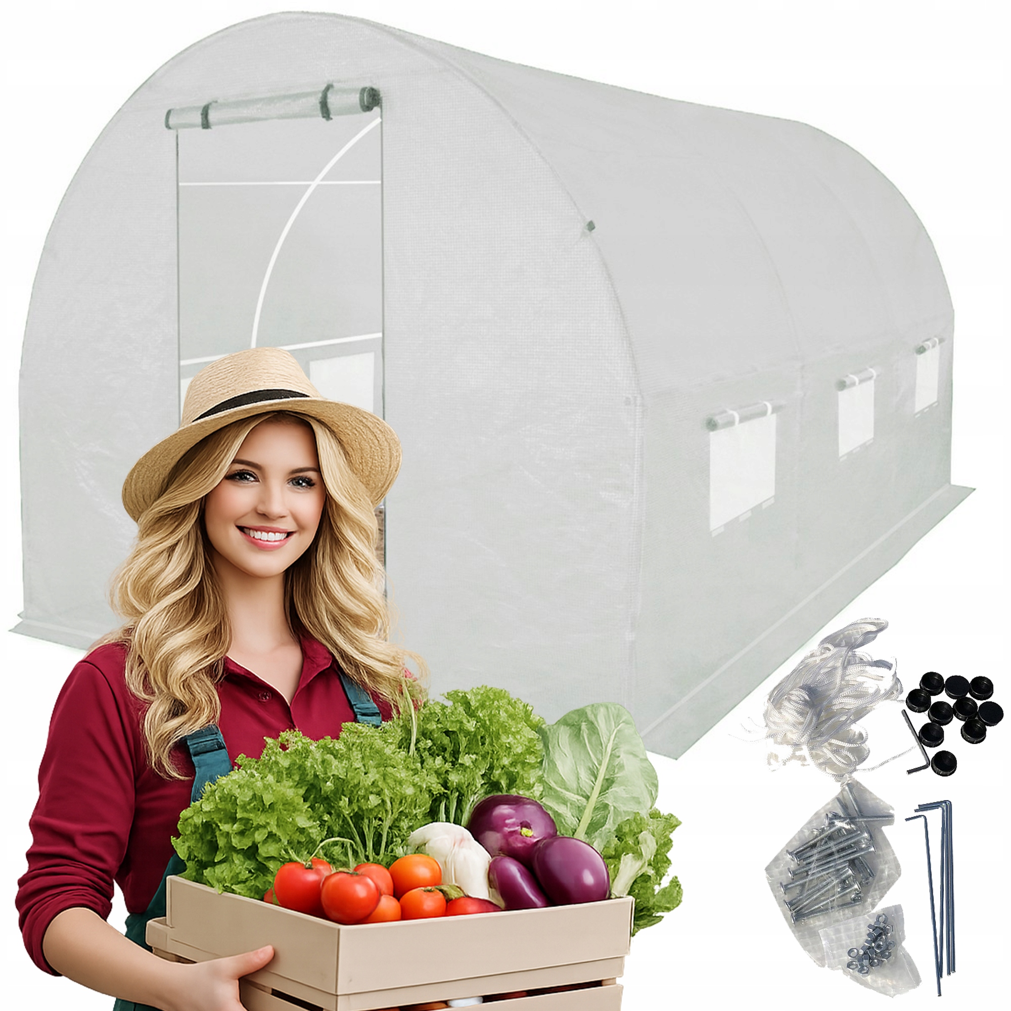 Zahradní fóliový tunel Skleník 3x2 m Fólie/Foliak 6 m2 bílý silný 25⌀