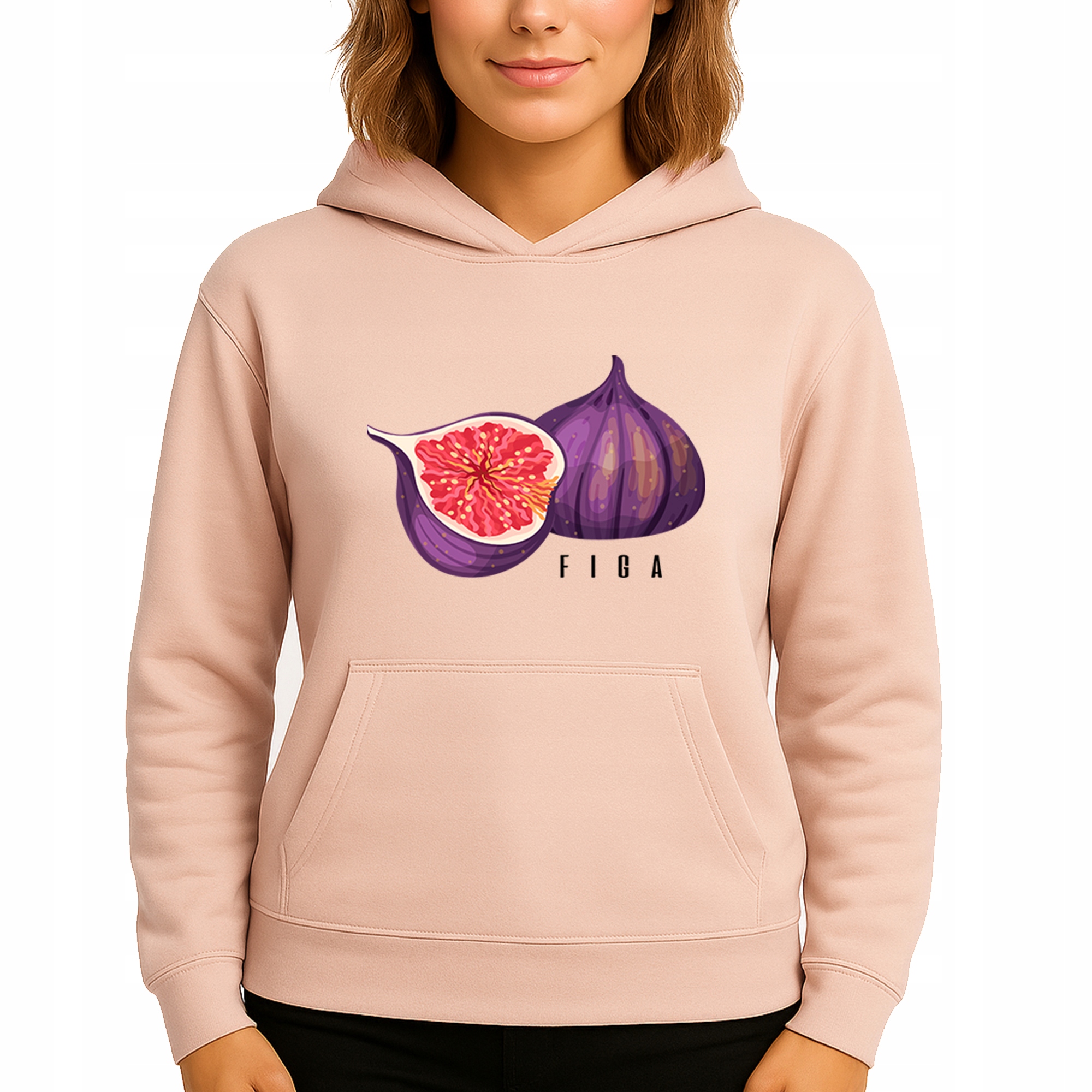 Mikina S Kapucí Broskvová Hoodie Módní Figa Vel M