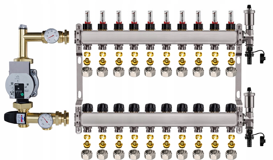 Rozdělovač pro podlahu 10 nerezový pro vytápění Čerpadlo Wilo Pex