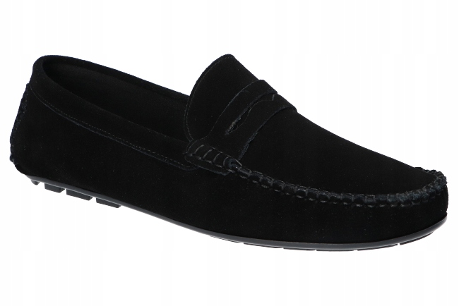 American Club CY152 Lehké Kožené Mokasíny Polobotky Pánské Boty Černé 41