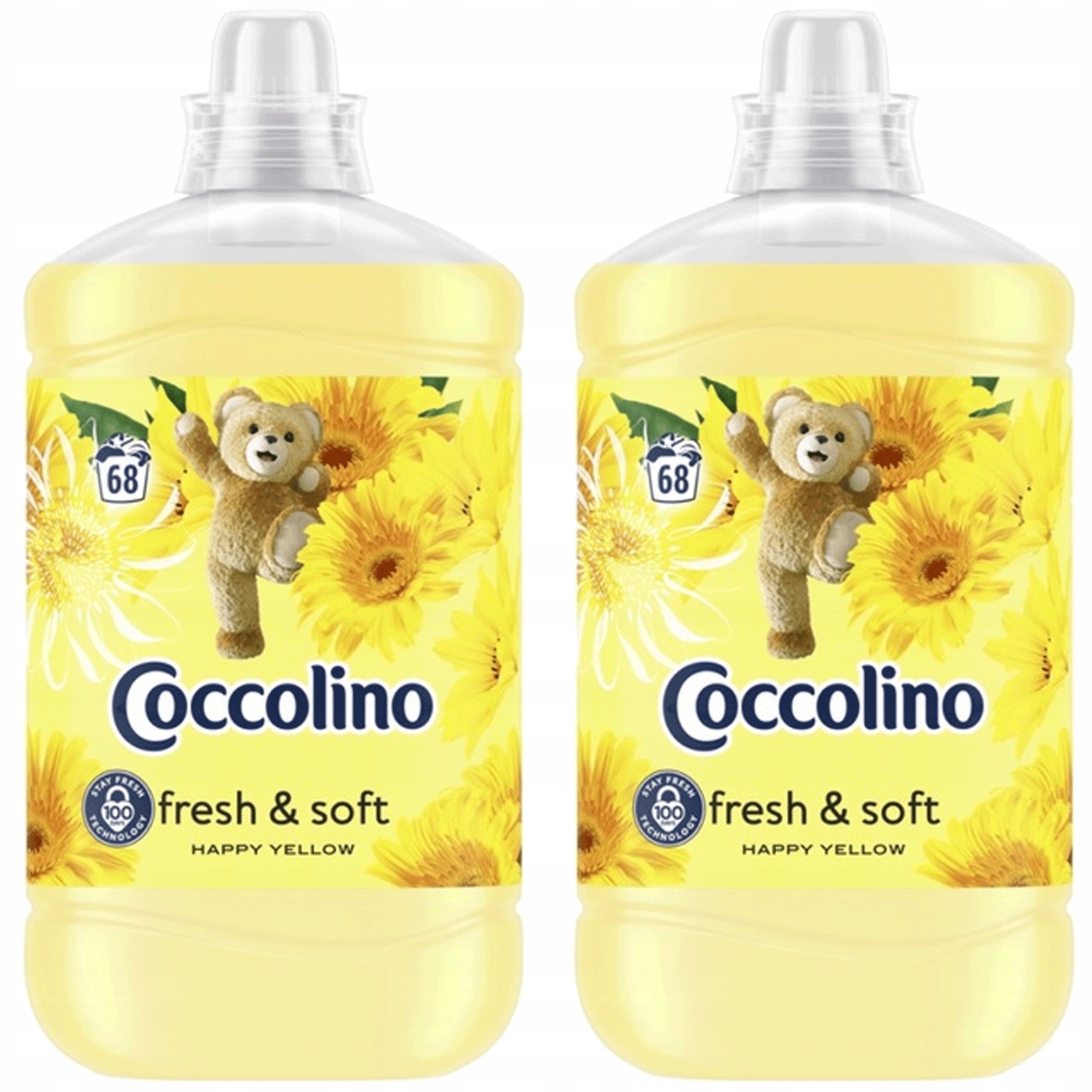 Levně Coccolino Fresh&Soft Happy Yellow tekutá aviváž 1,7L 68 praní x2