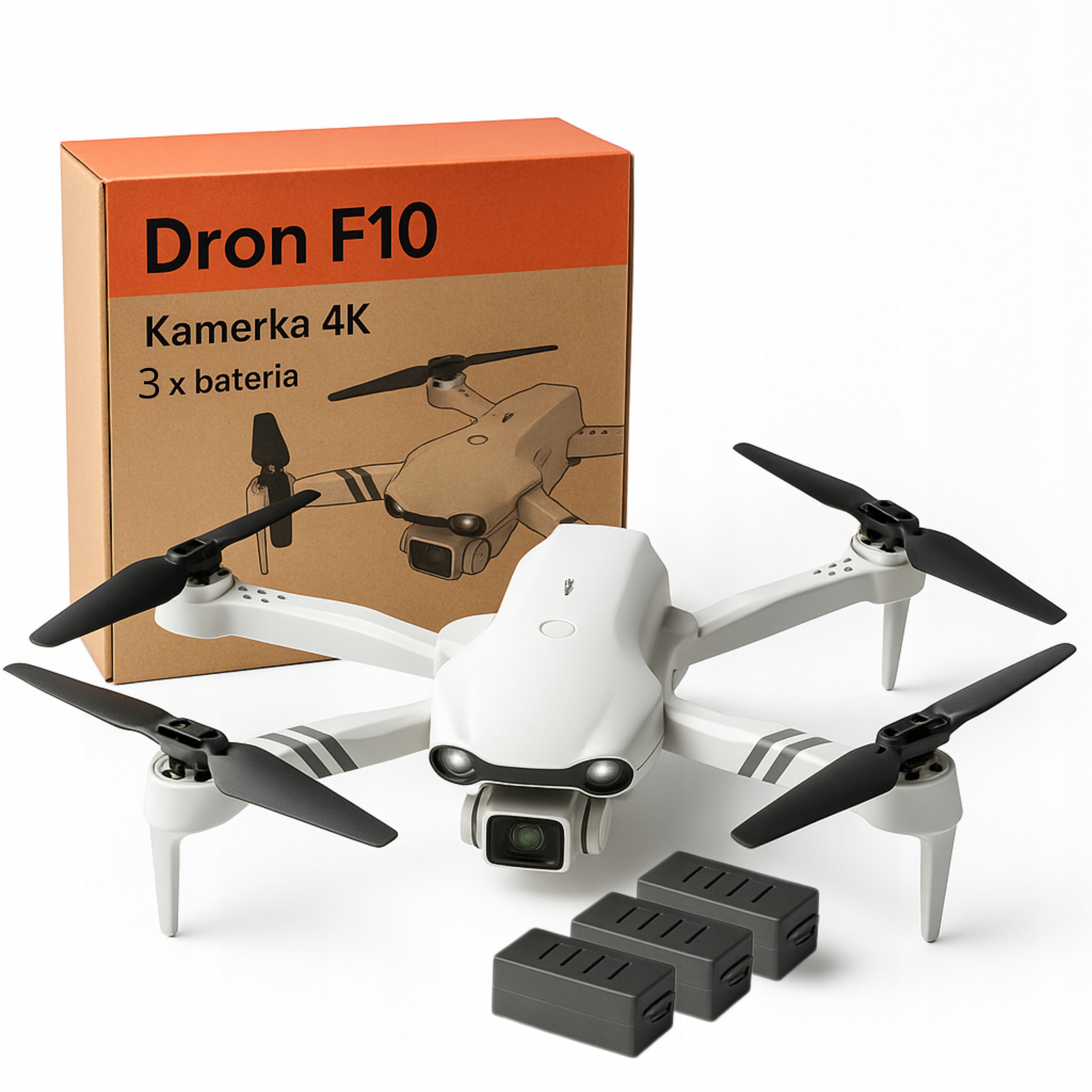 Dron 4D-F10 3 Vicky Z Kamerami 4K Wifi 3 Baterie Akumulatory