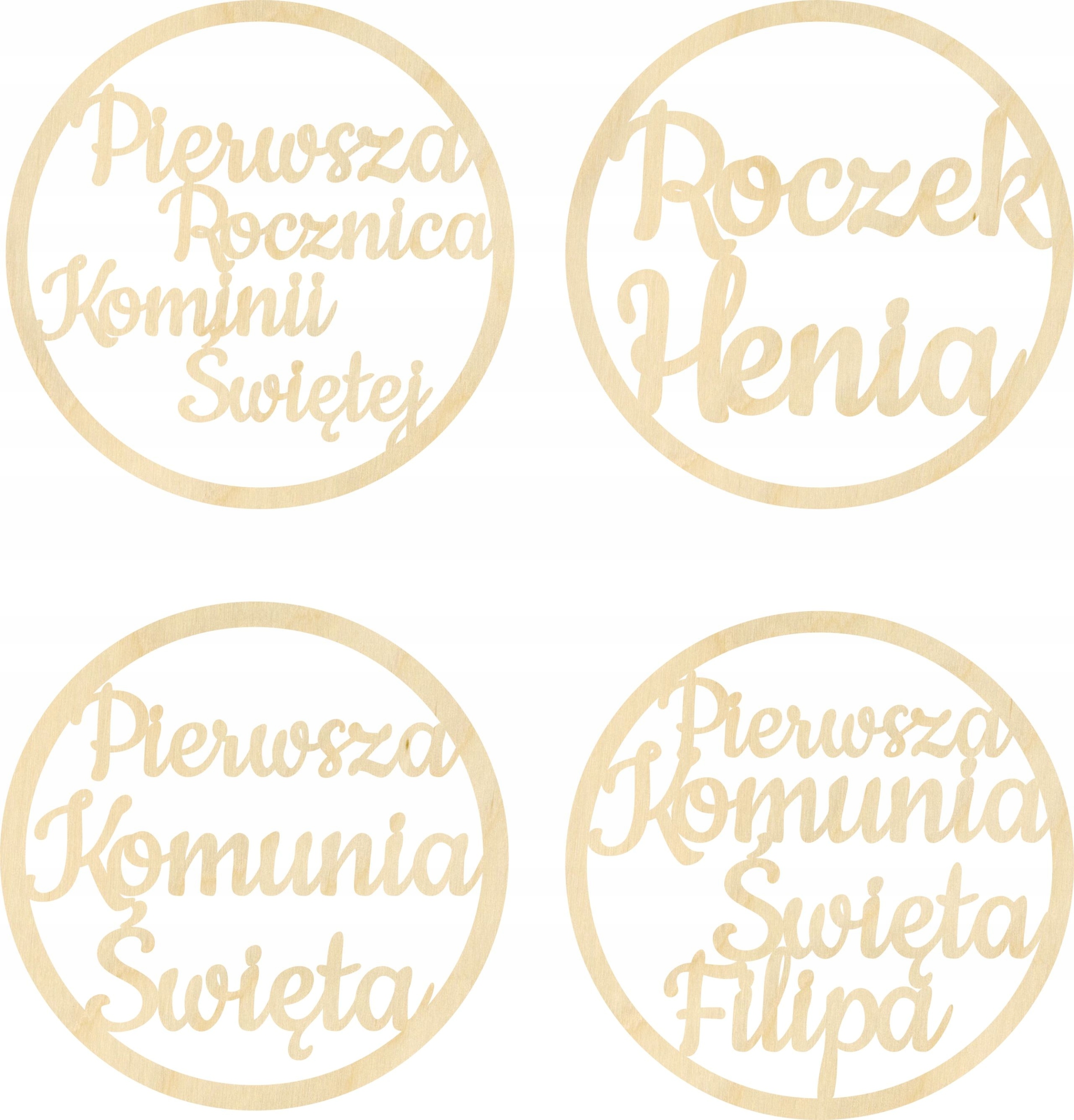 TWÓJ NAPIS w kole obręczy I Komunia Święta Chrzest Marka inna marka