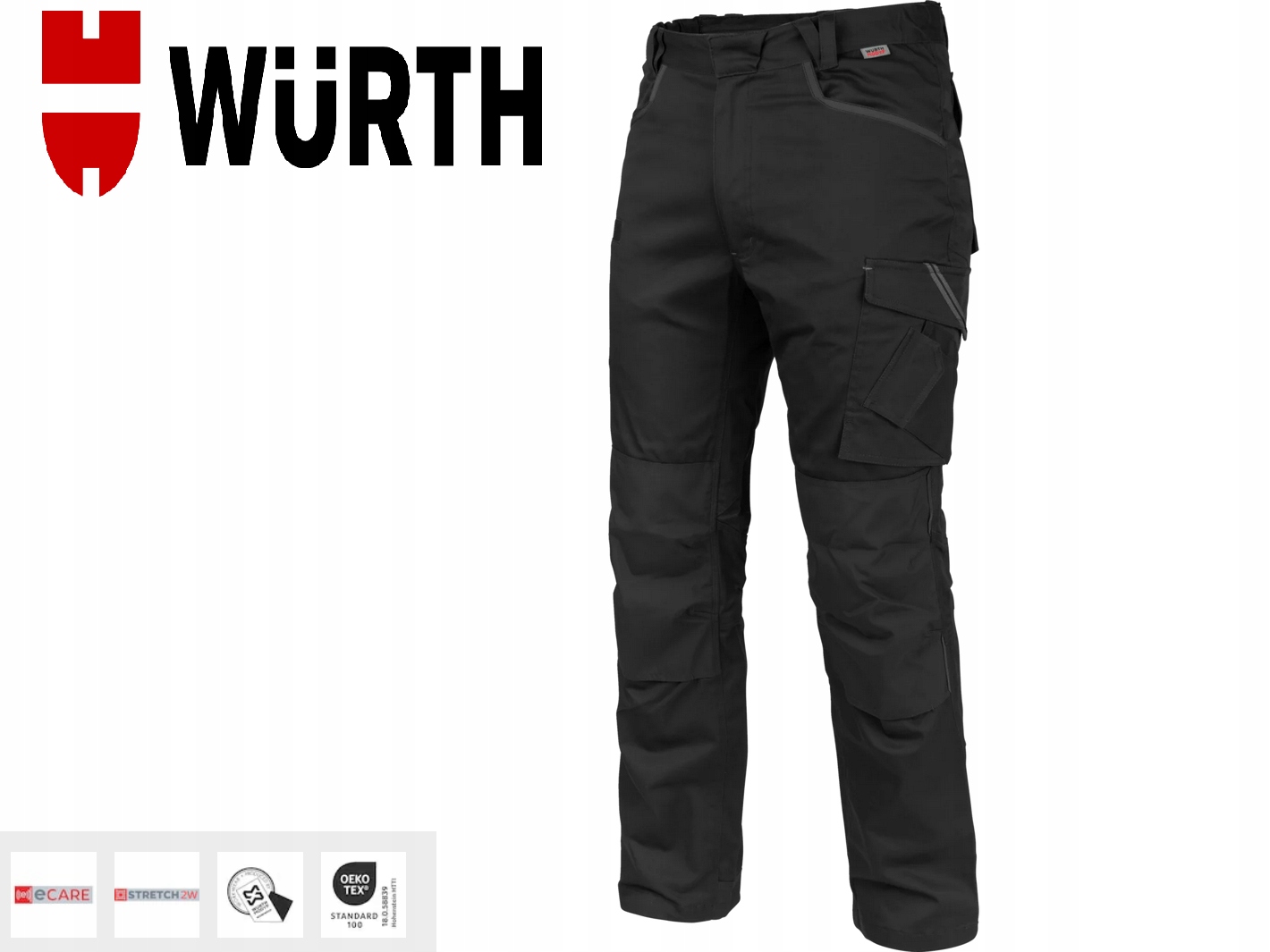 Elastyczne Spodnie Robocze Wurth Modyf Stretch X Black E-care R.26