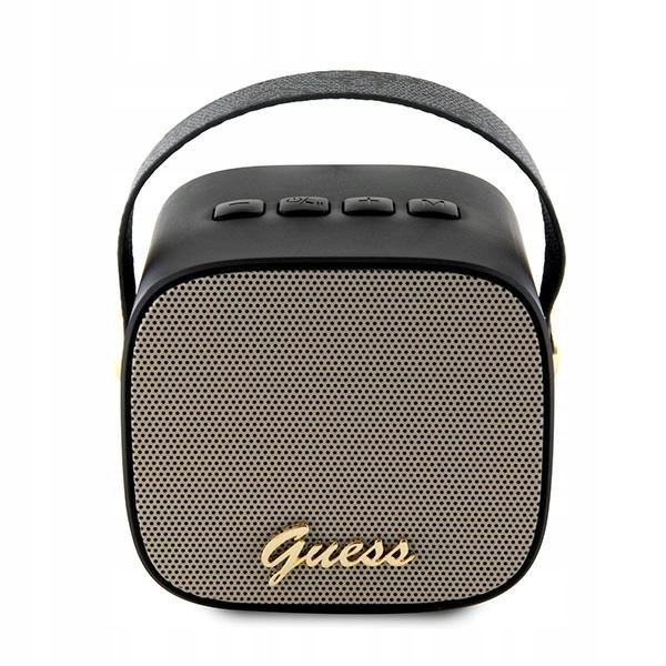Głośnik Bluetooth Guess GUWSB2P4SMK Mini w kolorze czarnym ze skórzanym log