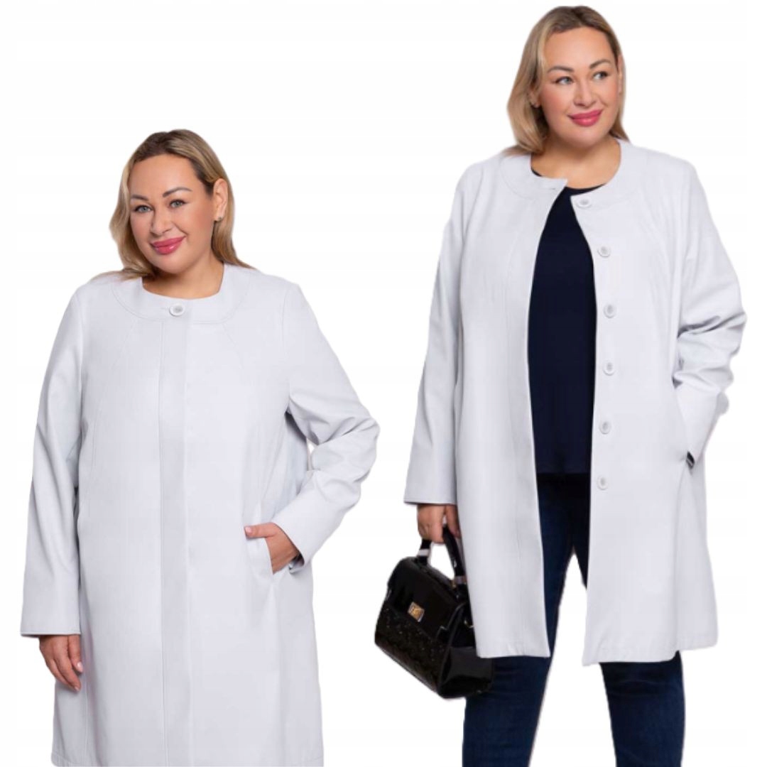 Elegantní světle šedý kabátek plus size velikost 58