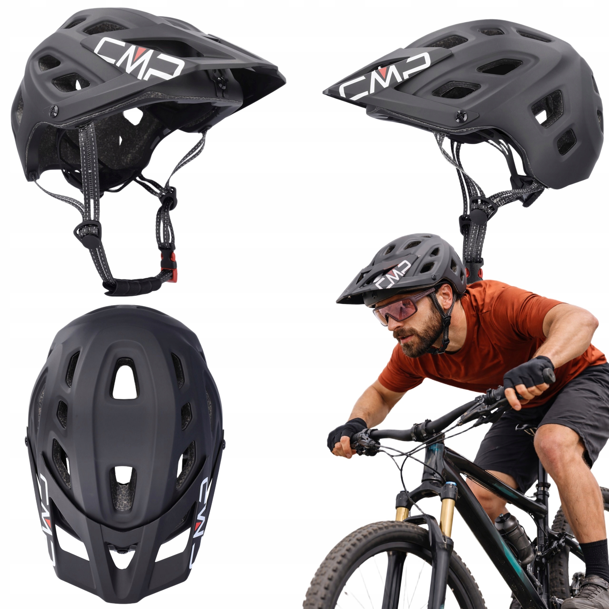 Kask Rowerowy Mtb Cmp Pro Daszek Wentylacja 54-58 CM Regulacja