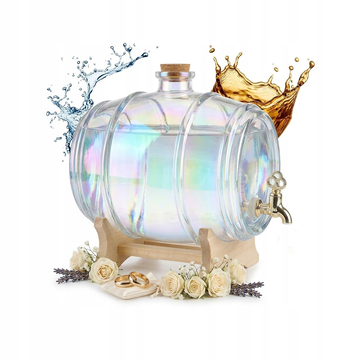 Bečička Skleněná 4L Duhová jako Dárek Svatební Hostina Svatba Poděkování