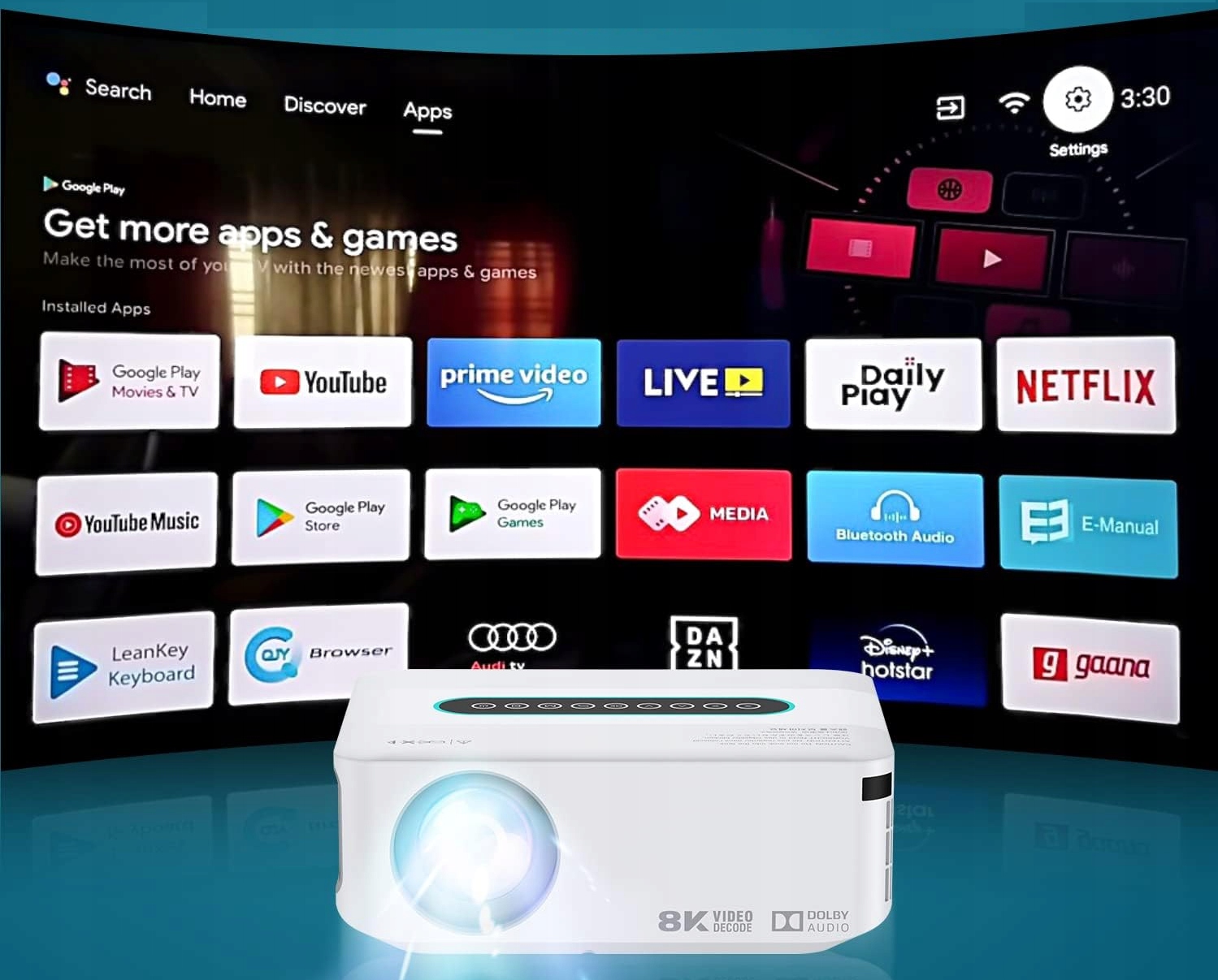 PROJEKTOR RZUTNIK ANDROID SMART TV WIFI FULL HD 12000LM 4K LED BLUETOOTH Marka Heelly