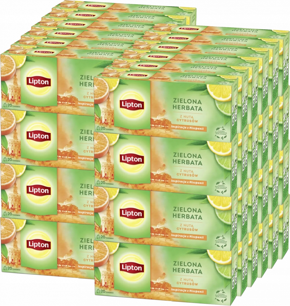 Herbata zielona Lipton z nutą cytrusów 20 torebek 26 g x48