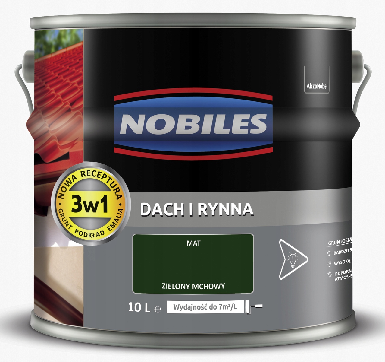 Nobiles Farba na maľovanie striech pozinkovaná Strecha a žľab 10L Zelená Machová
