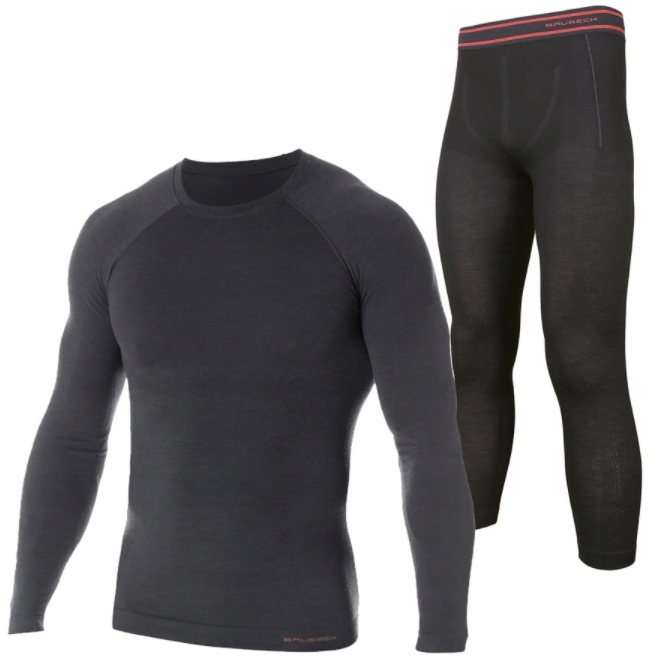 Termoaktivní Spodní Prádlo Brubeck Pánský Komplet Active Wool Merino Vlna XXL