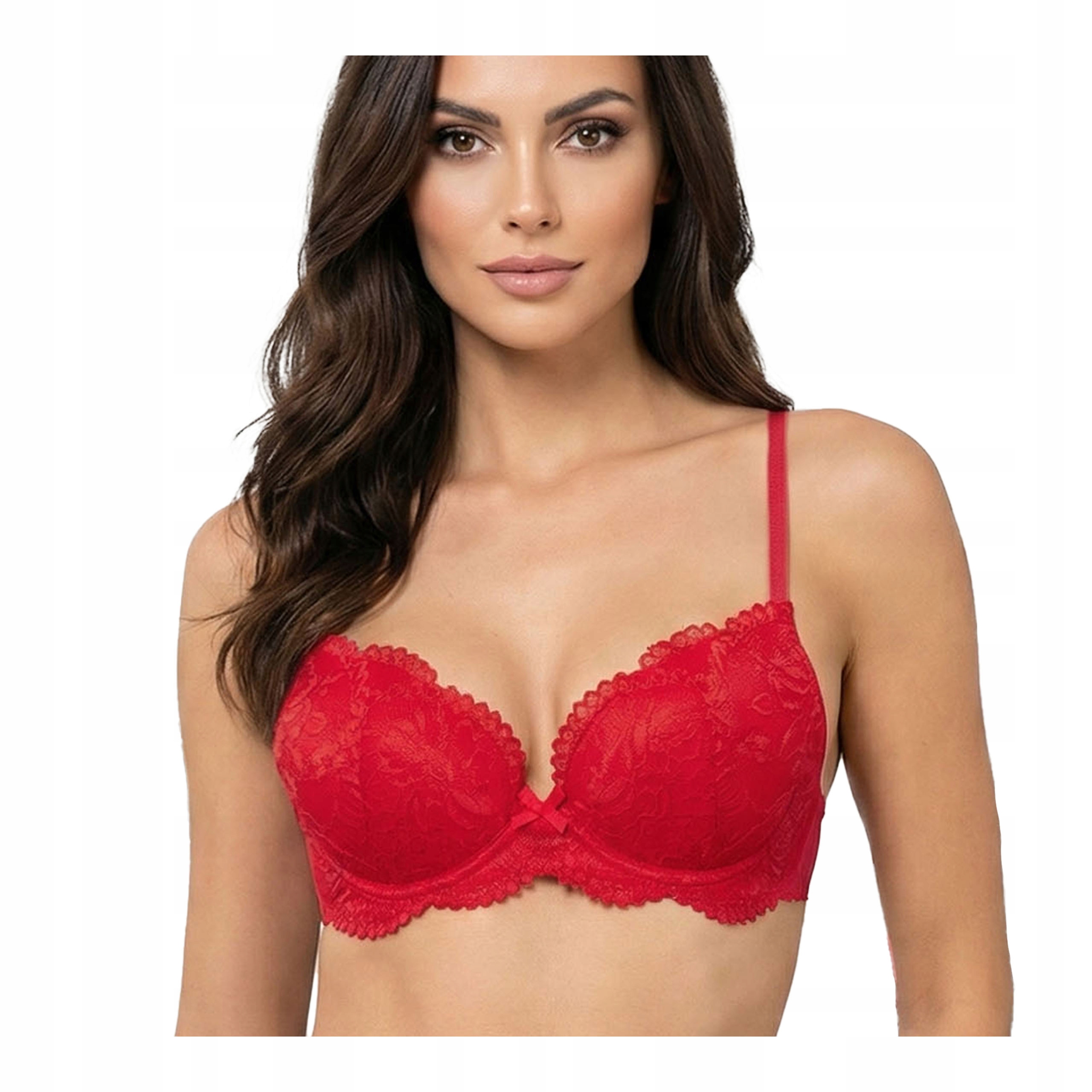 Červená krajková vyztužená podprsenka s kosticemi, sexy Sielei 85B