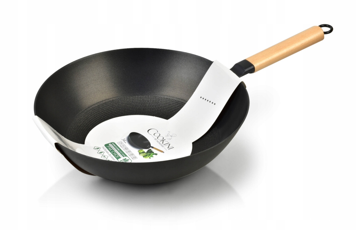 Wok żeliwny z nieprzywierającą powłoką Cookini 34