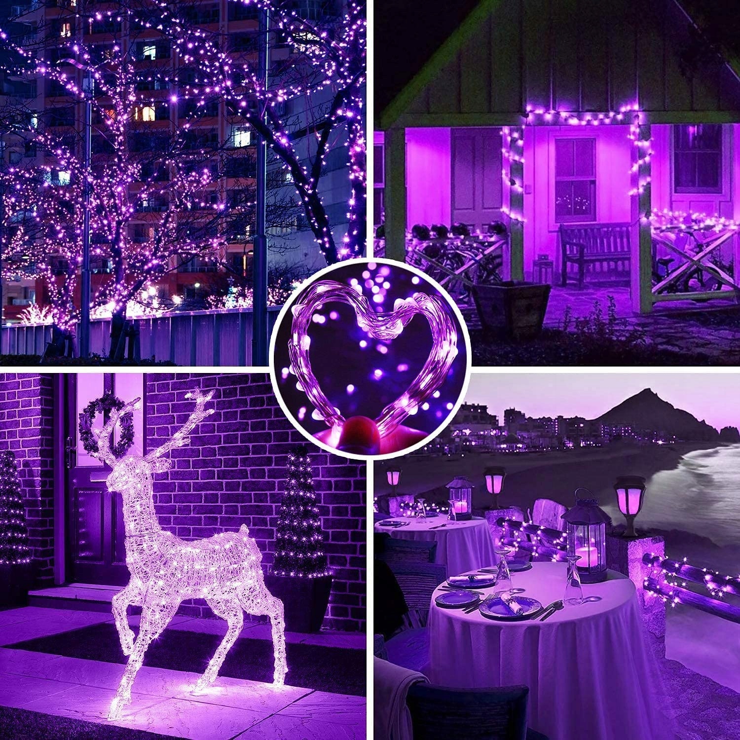 ERWAWEE Lampki Wodoodporne Fioletowe Girlanda Dekoracyjna Ledowa 50M 500LED — miniatura 4