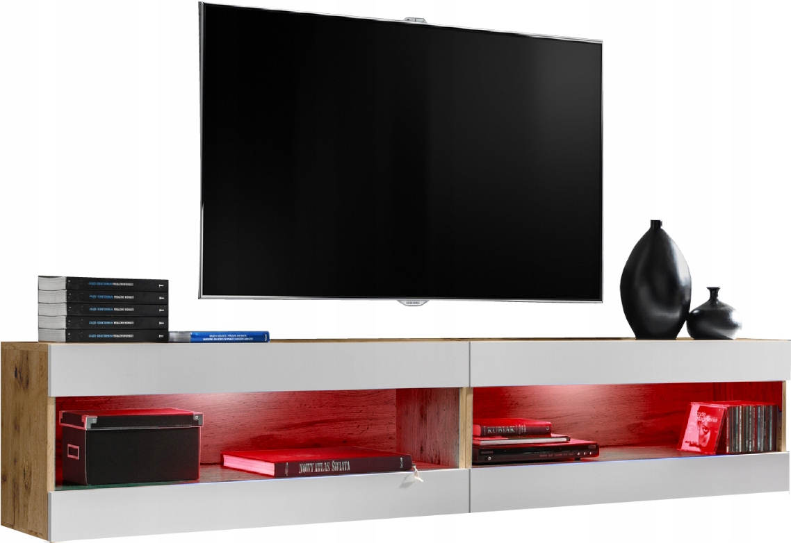 Sada nábytku Rtv Tivoli SET4 Dub Wotan/Biela, Led Rgb