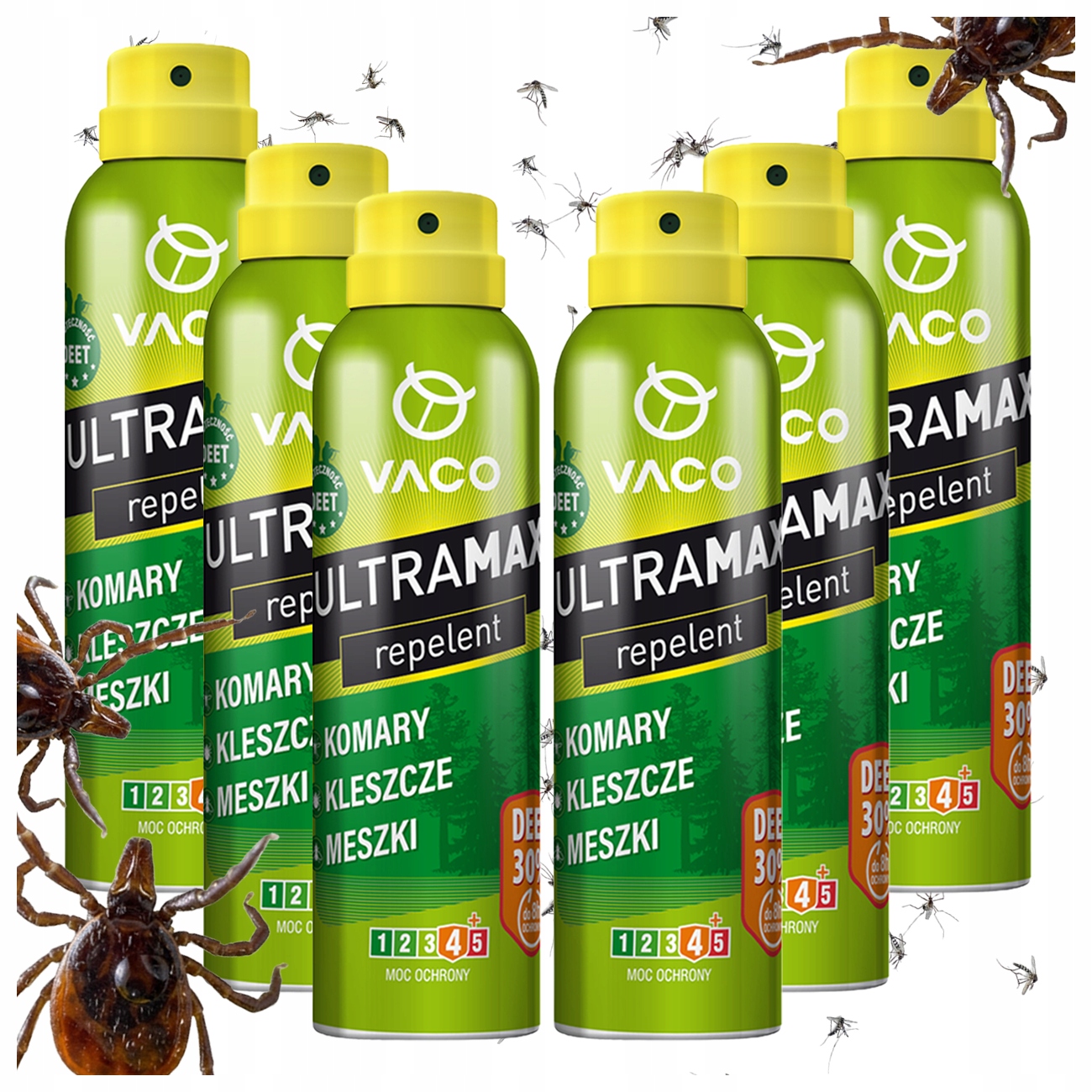 Sprej proti klíšťatům a komárům Ultramax 30% Deet Vaco 170 ml Sada 6 kusů