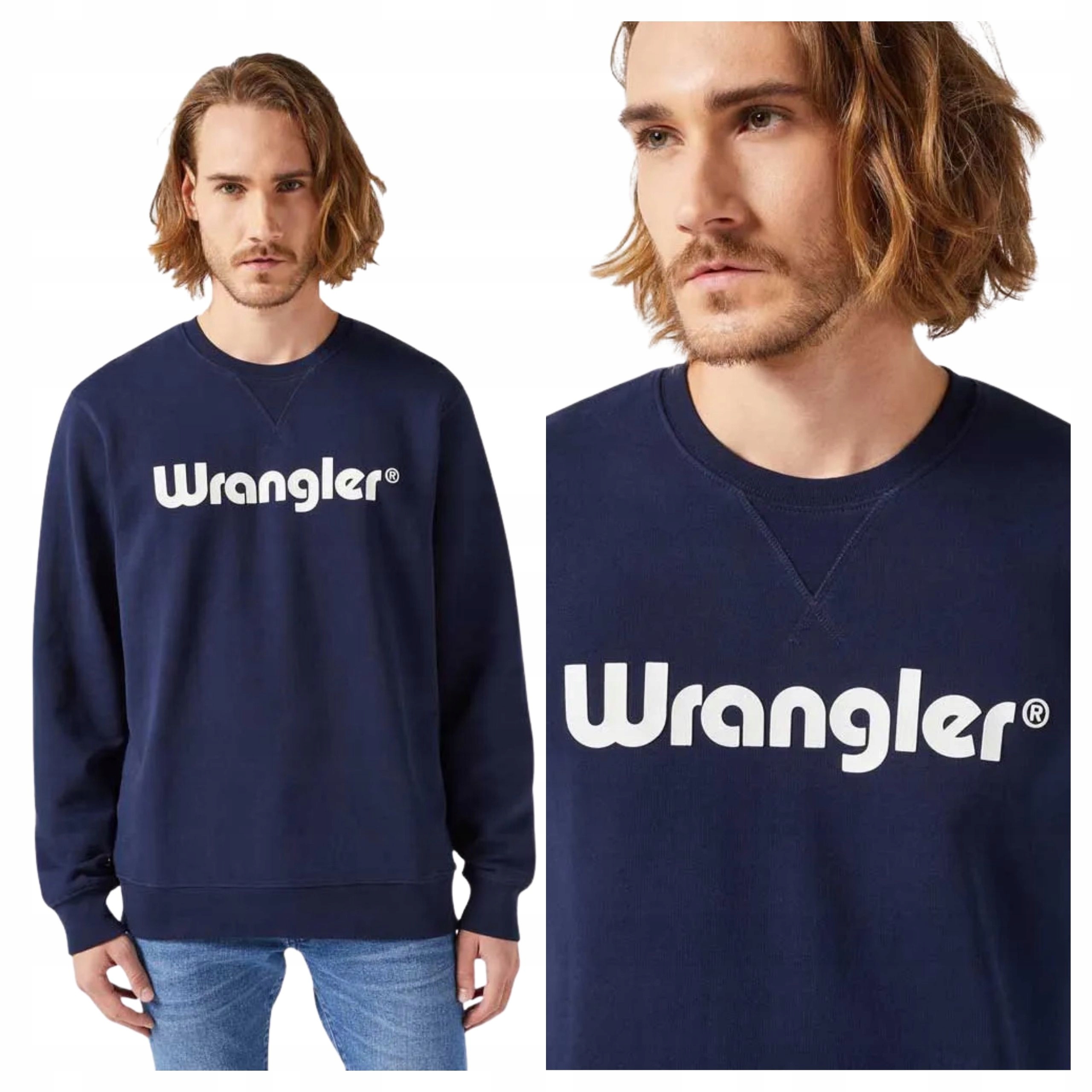 Pánská Mikina Wrangler Logo Crew Sweat Navy Modrá Klasická S