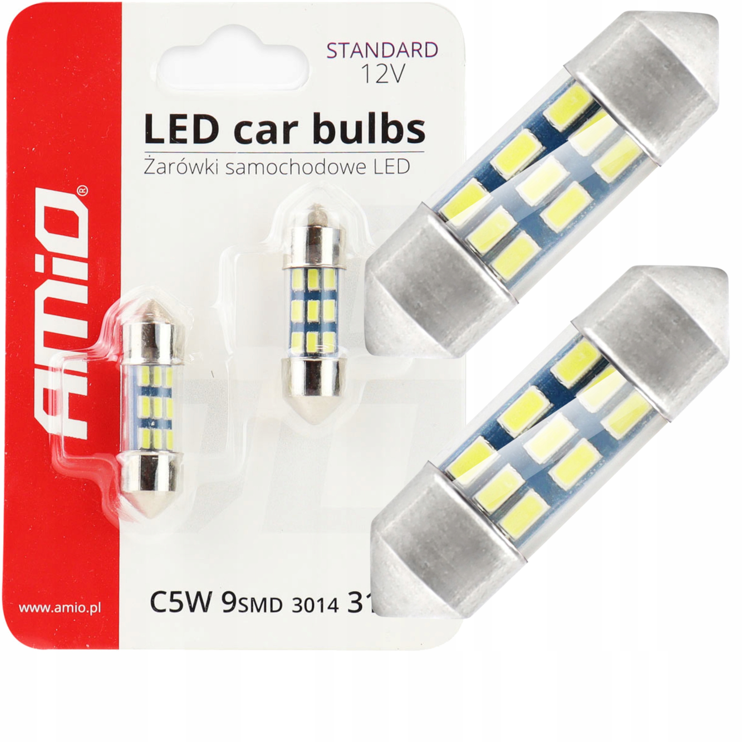 Żarówki Led 3014 9SMD Festoon C5W C10W C3W 31mm White 12V AMIO-01089