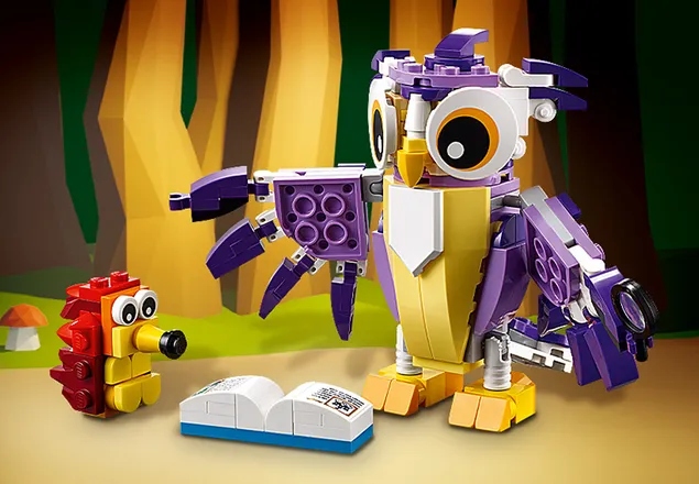LEGO CREATOR 3w1 31125 Fantastyczne leśne stworzenia Sowa Jeżyk Jelonek Marka LEGO