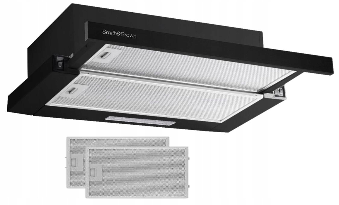 

Okap Kuchenny Podszafkowy 60 CM Czarny Led Filtr