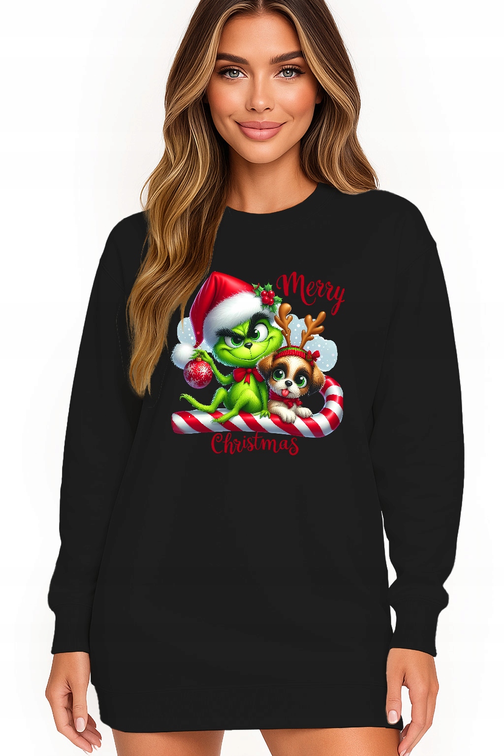 Mikina Vánoční Oversize Šaty Grinch Sob Dárek Vánoce XL