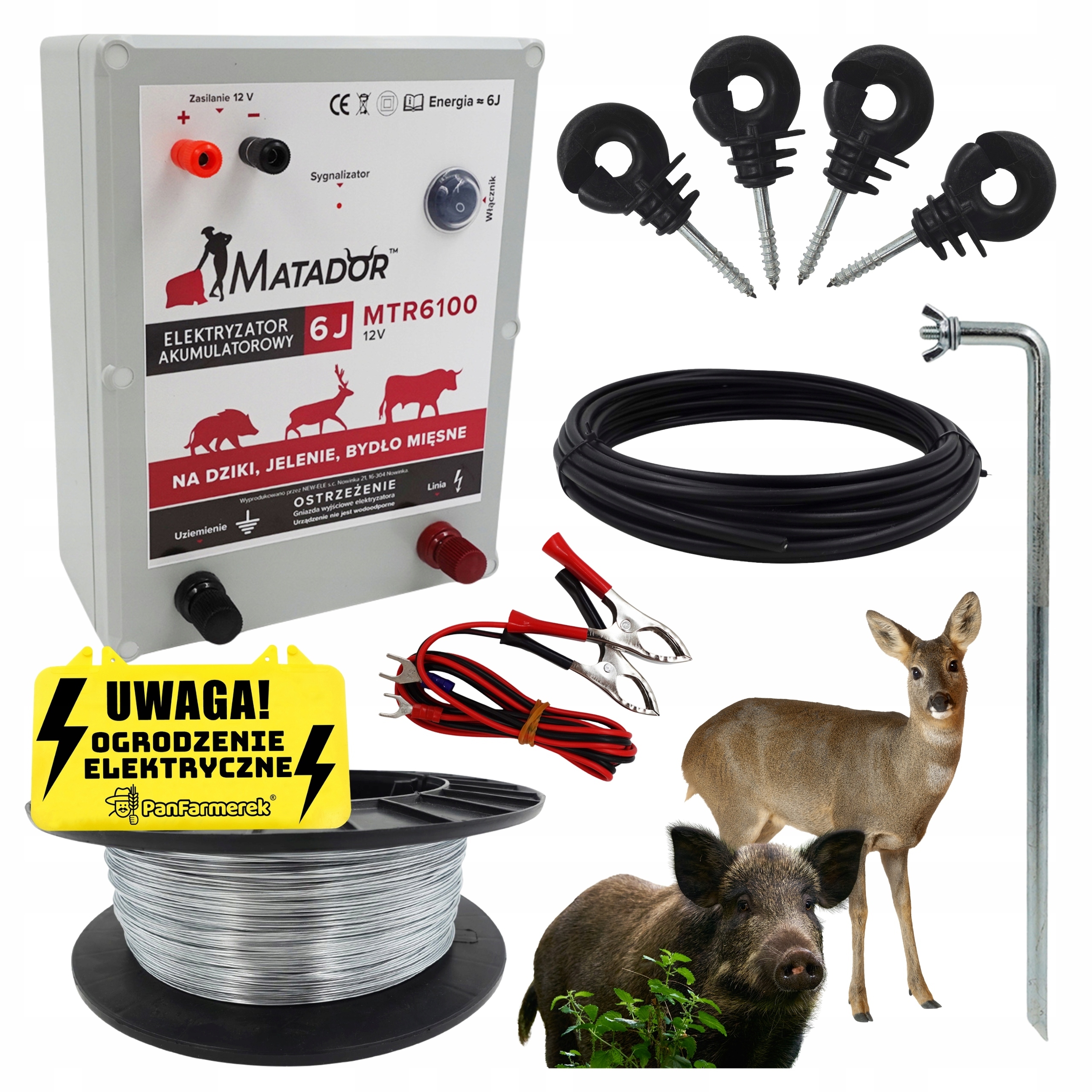 Pastuch Elektryczny Na Dziki Sarny Jelenie Mocny Elektryzator 6J Drut Ocynk